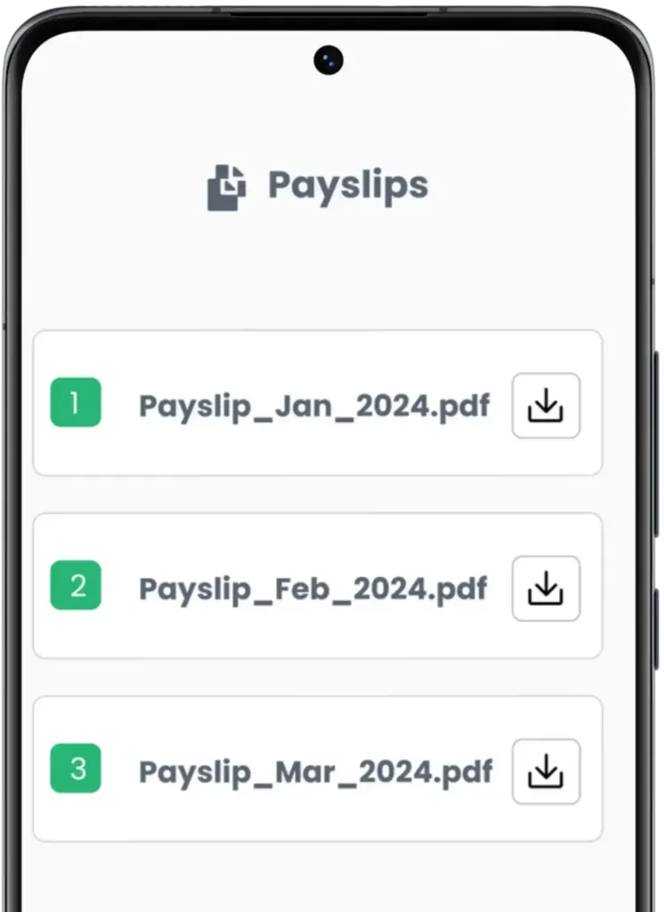 A screenshot of the ePayslip screen in the Swiss HR ePayslip application, displaying the current monthly payslip and options to access past payslips.