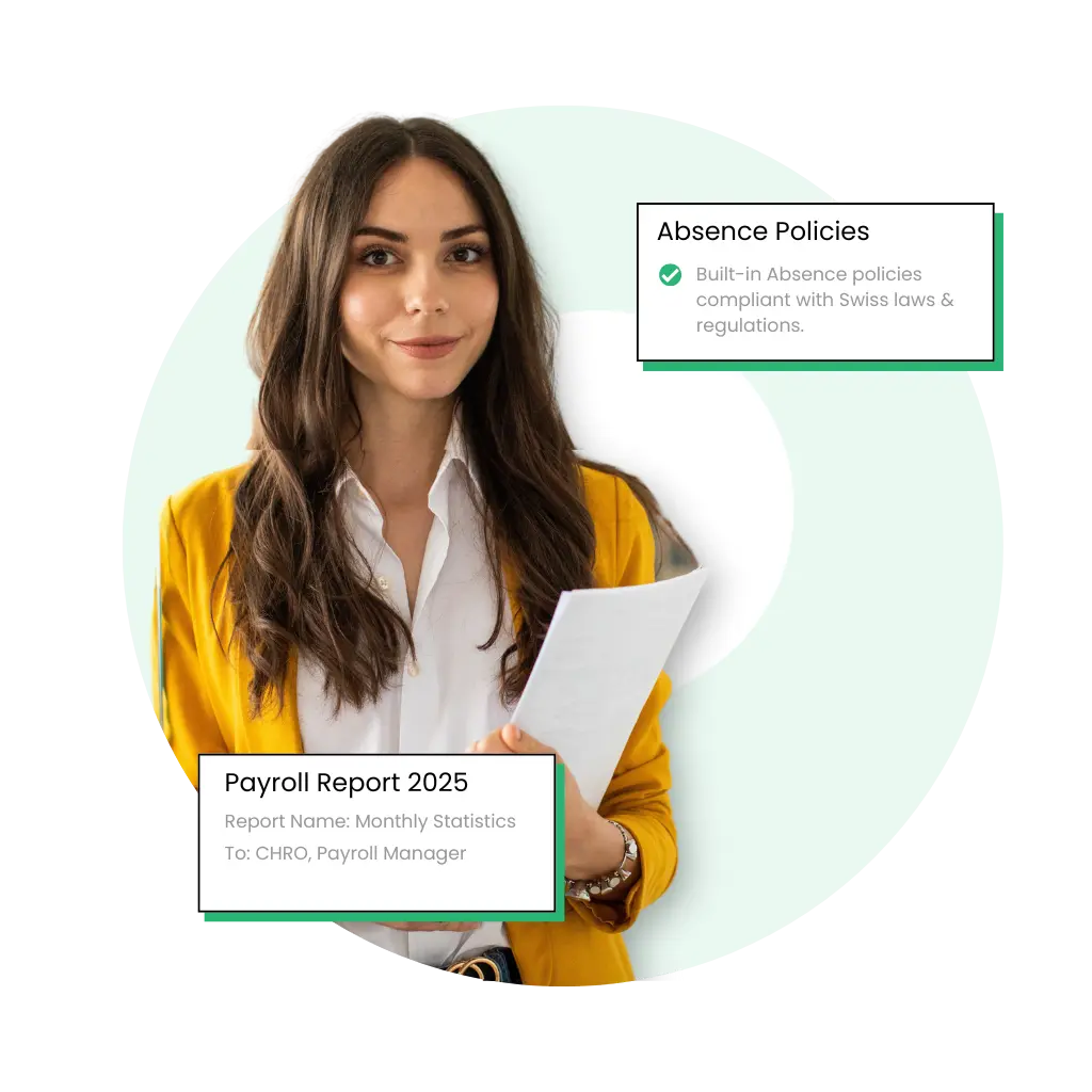 HR Employee managing performance reviews, while preparing the annual payroll report.