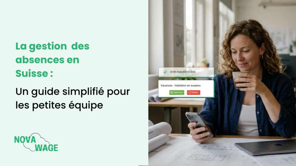 Dirigeante d’une PME suisse approuvant une demande de congé sur son téléphone